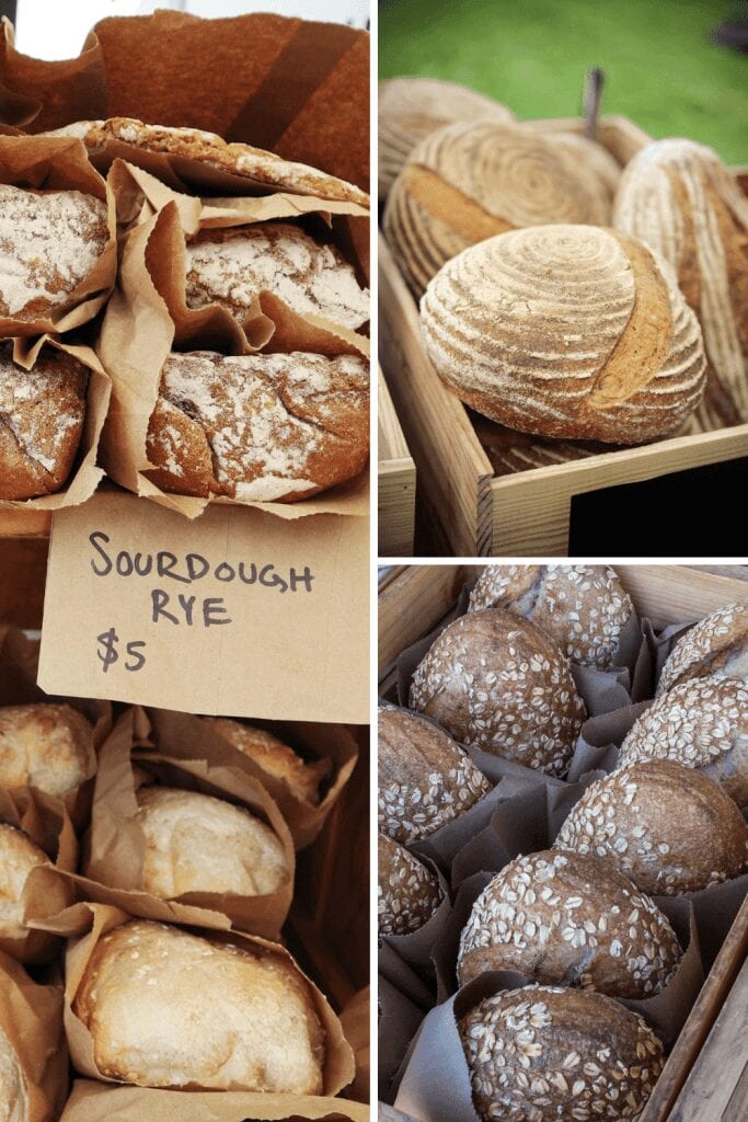 Selling sourdough bread at a Farmer's Market