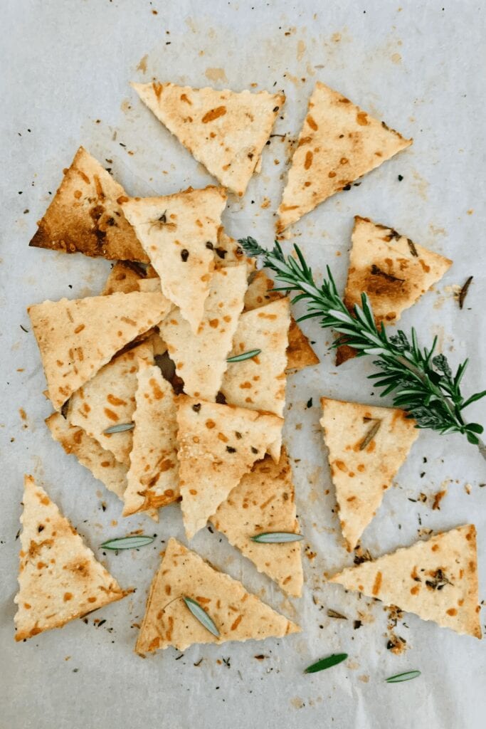 Sourdough crackers with parmesan + rosemary