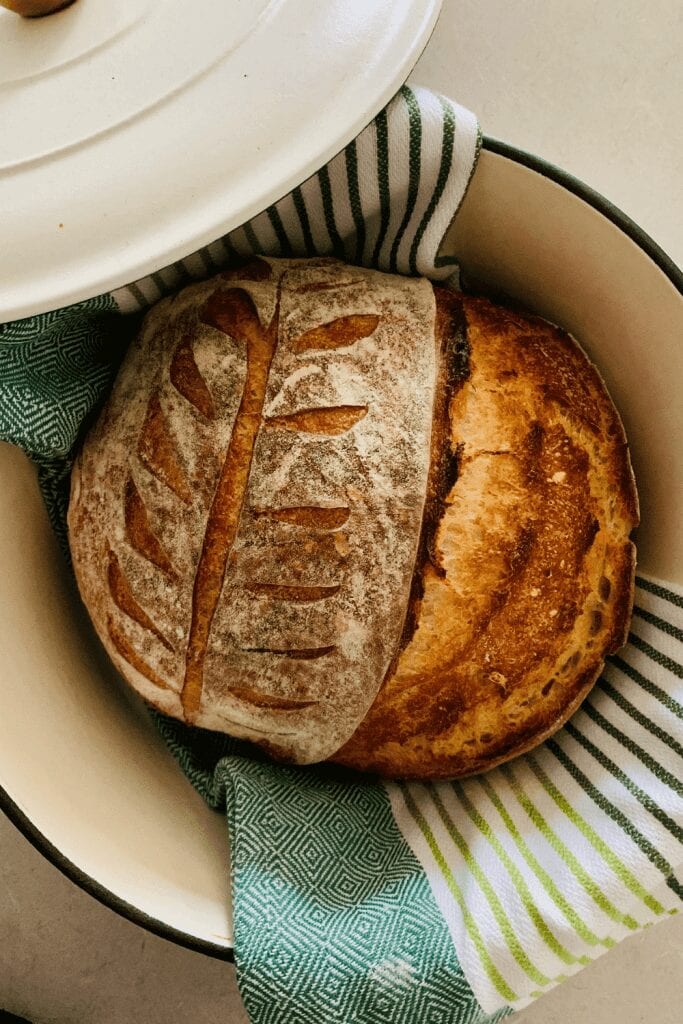 How to store sourdough bread - inside cooled Dutch Oven