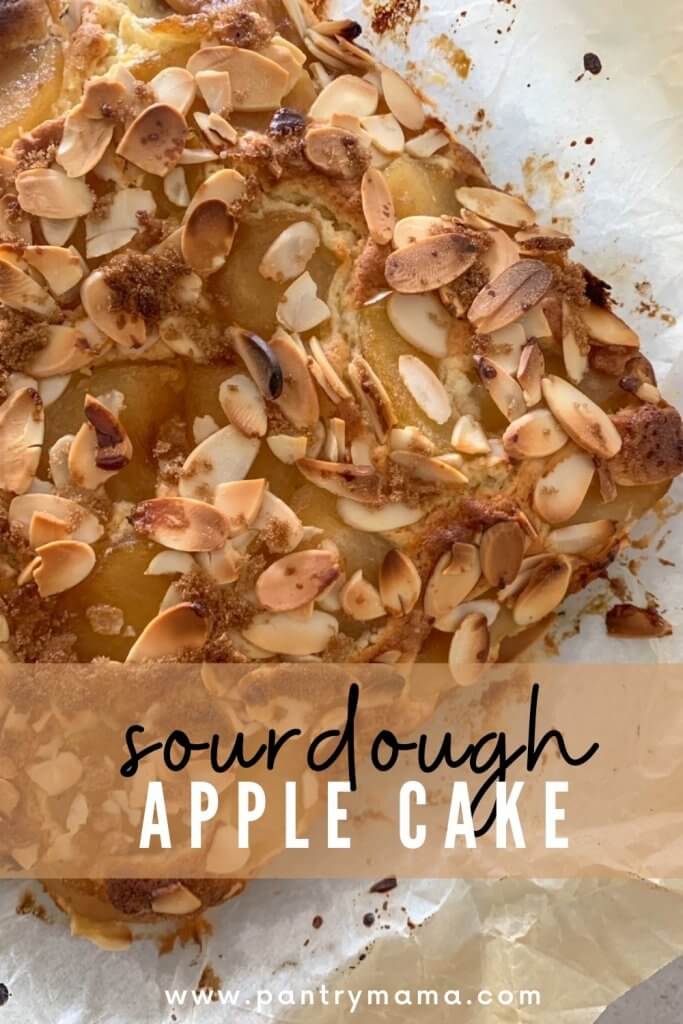 Sourdough Apple Cake - delicious sourdough starter butter cake topped with apples and almonds