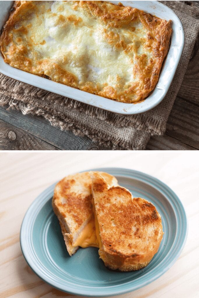 Lasagne and grilled cheese made with sourdough bechamel sauce