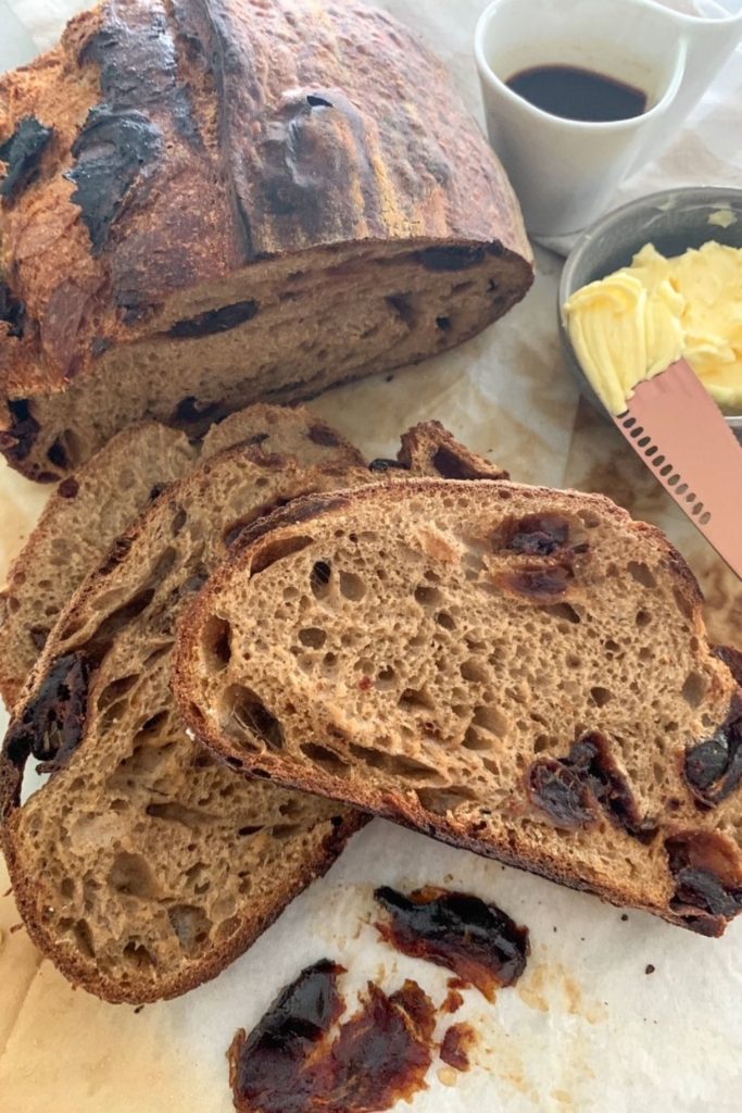 Coffee and maple infused date sourdough bread