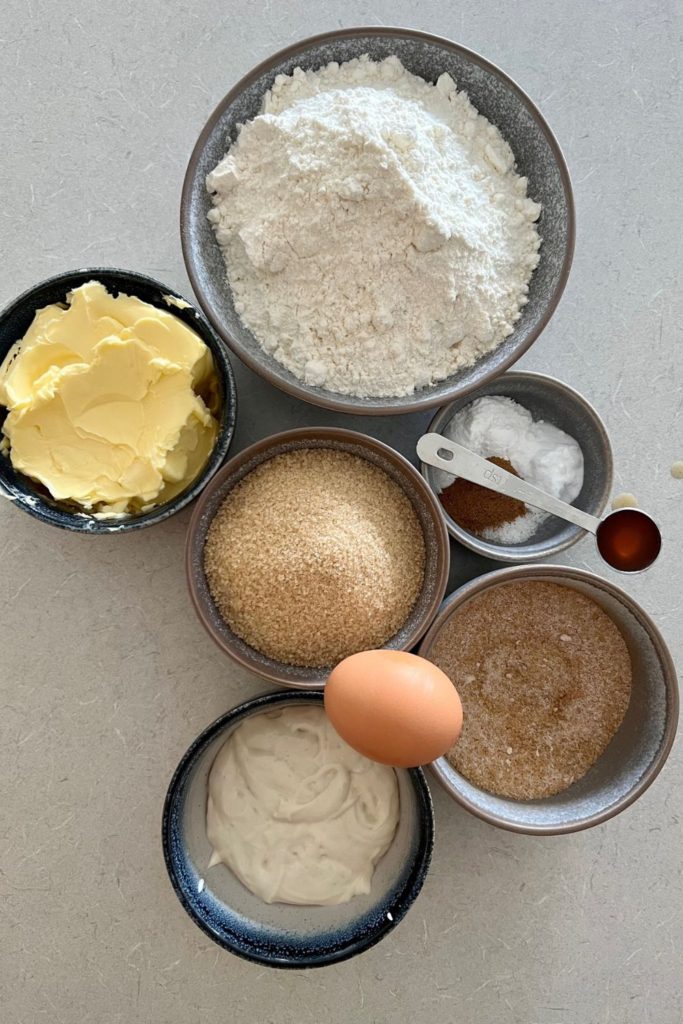 Simple ingredients for the best sourdough snickerdoodle cookies